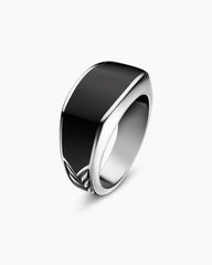 Streamline® Signet Ring in Sterling Silver with Black Onyx, 13mm