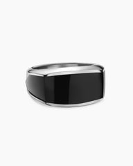 Streamline® Signet Ring in Sterling Silver with Black Onyx, 13mm