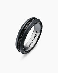 Streamline® Band Ring in Black Titanium with Black Diamonds, 6mm