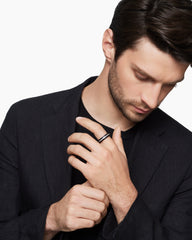 Streamline® Band Ring in Black Titanium with Diamonds, 6mm