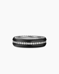 Streamline® Band Ring in Black Titanium with Diamonds, 6mm