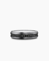 Streamline® Band Ring in Grey Titanium with Black Diamonds, 6mm
