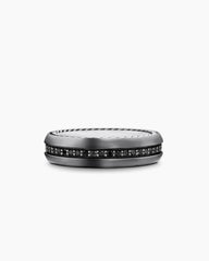 Streamline® Band Ring in Grey Titanium with Black Diamonds, 6mm