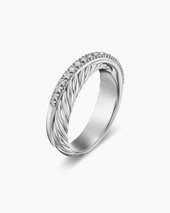 Crossover Band Ring in Sterling Silver with Diamonds, 5.3mm