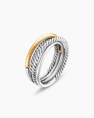 Crossover Band Ring in Sterling Silver with 18K Yellow Gold, 6.8mm