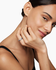 Crossover Band Ring in Sterling Silver with Diamonds, 6.8mm