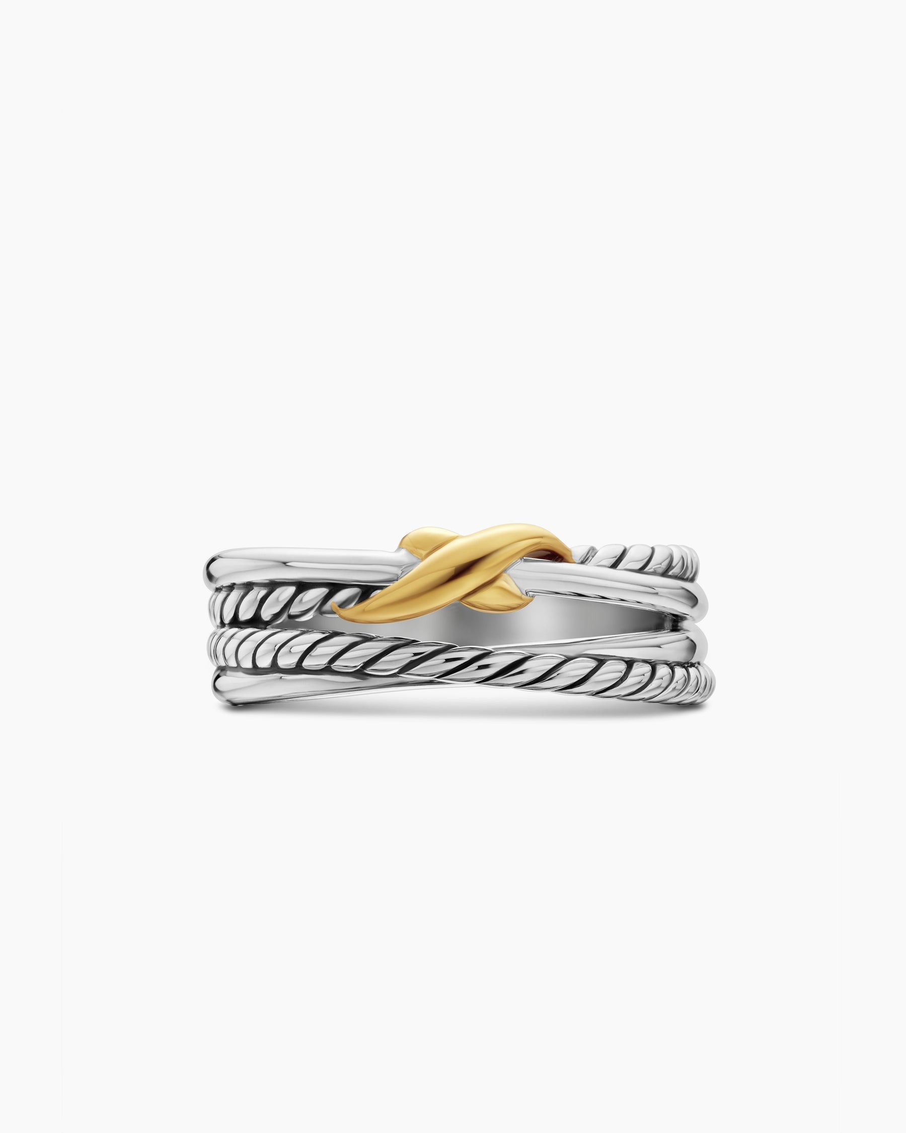 X Crossover Band Ring in Sterling Silver with 18K Yellow Gold, 6mm