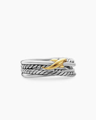 X Crossover Band Ring in Sterling Silver with 18K Yellow Gold, 6mm