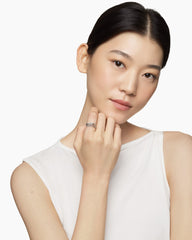 X Crossover Band Ring in Sterling Silver with Diamonds, 6mm