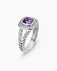 Petite Albion® Ring in Sterling Silver with Amethyst and Diamonds, 7mm