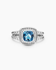 Petite Albion® Ring in Sterling Silver with Blue Topaz and Diamonds, 7mm