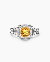 Petite Albion® Ring in Sterling Silver with Citrine and Diamonds, 7mm