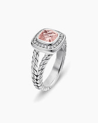 Petite Albion® Ring in Sterling Silver with Morganite and Diamonds, 7mm