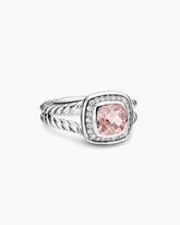 Petite Albion® Ring in Sterling Silver with Morganite and Diamonds, 7mm