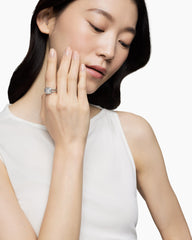 Petite Albion® Ring in Sterling Silver with White Topaz and Diamonds, 7mm