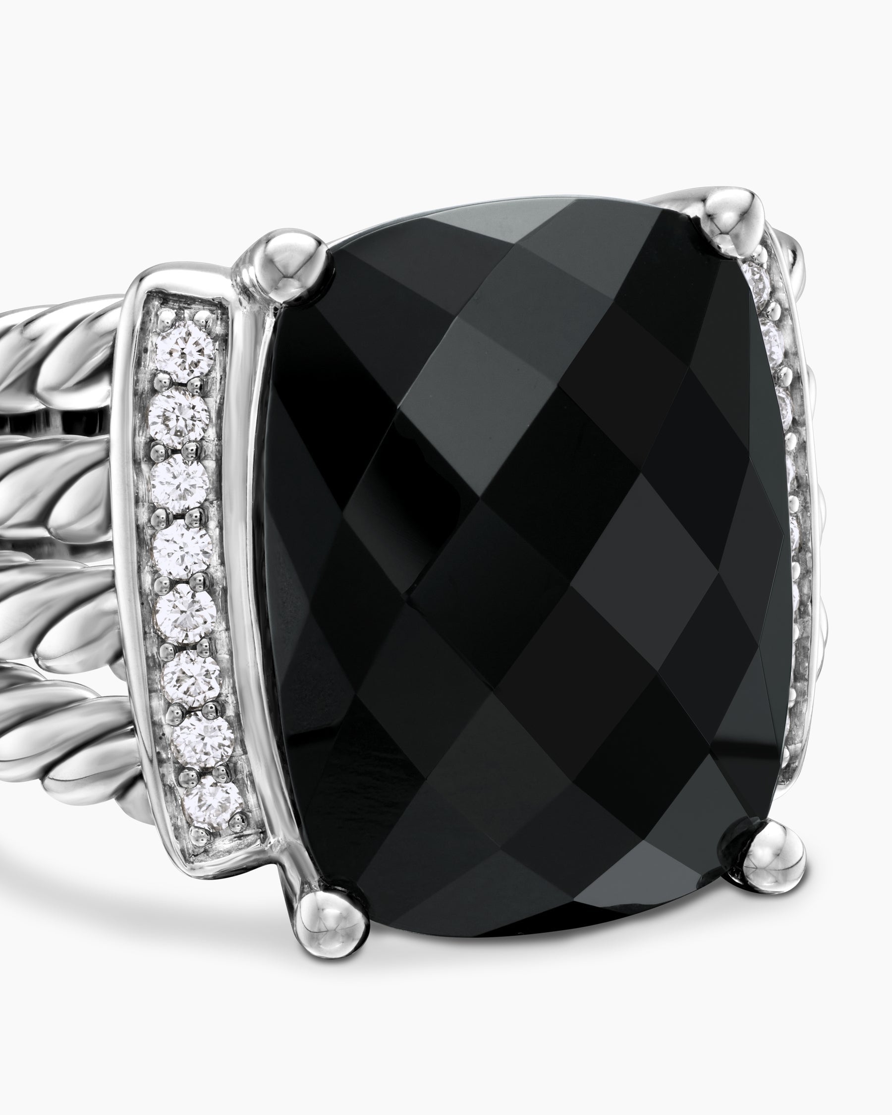 Wheaton® Ring in Sterling Silver with Black Onyx and Diamonds, 16mm