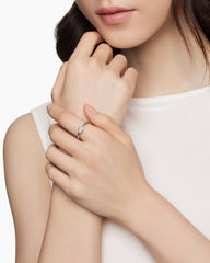 Cable Collectibles® Oval Stack Ring in Sterling Silver with Pavé Diamonds, 2.5mm