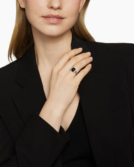 Petite Wheaton® Ring in Sterling Silver with Black Onyx and Diamonds, 10mm