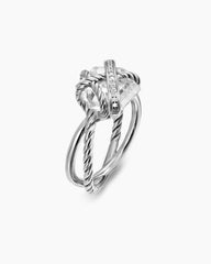 Cable Wrap Ring in Sterling Silver with Crystal and Pavé Diamonds, 11mm