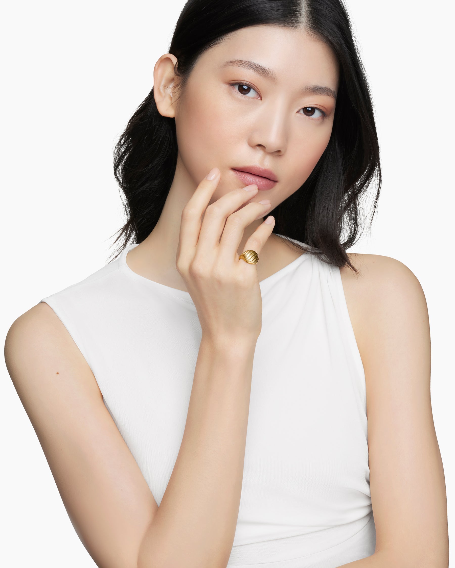 Sculpted Cable Pinky Ring in 18K Yellow Gold, 13mm
