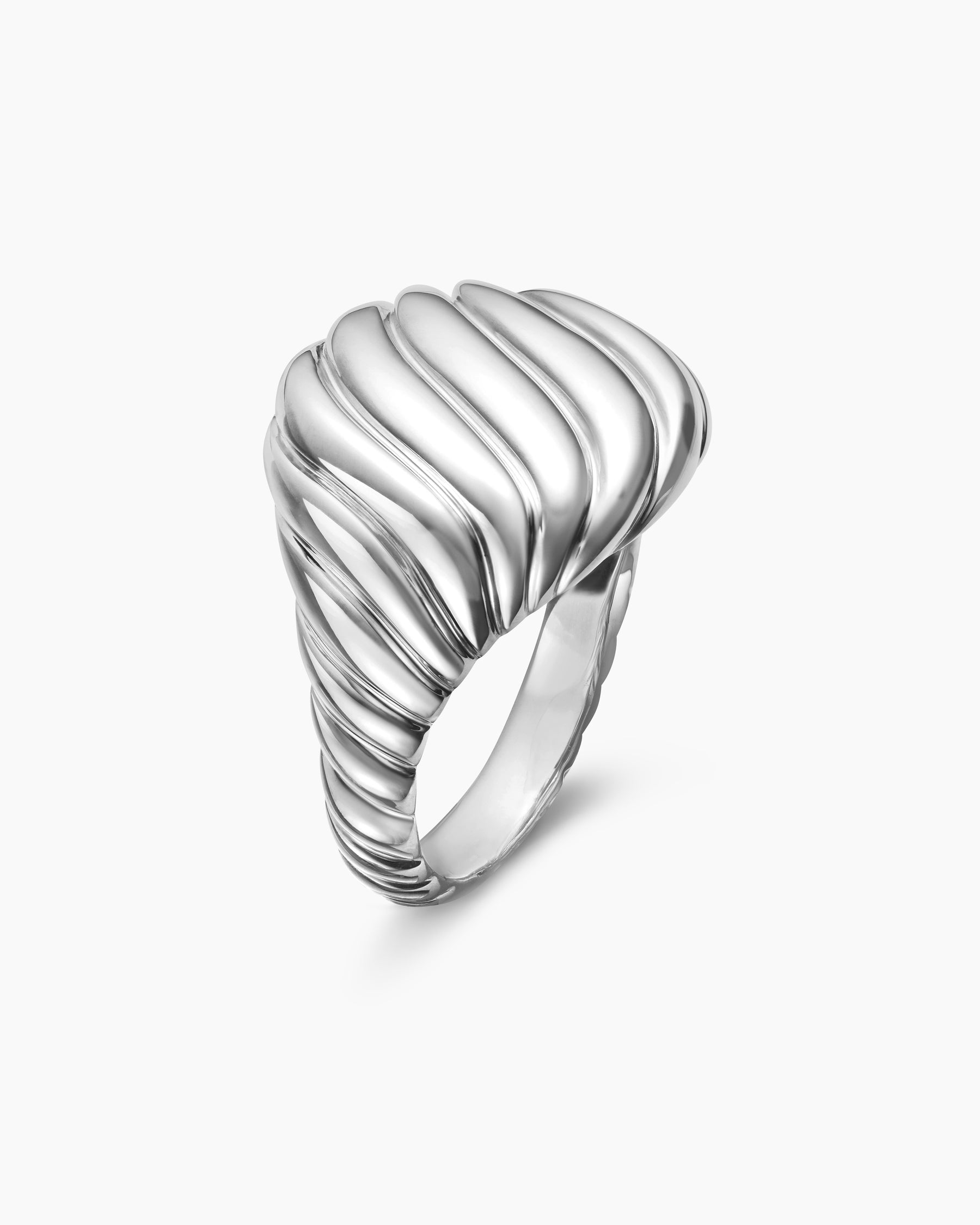 Sculpted Cable Pinky Ring in Sterling Silver, 13mm