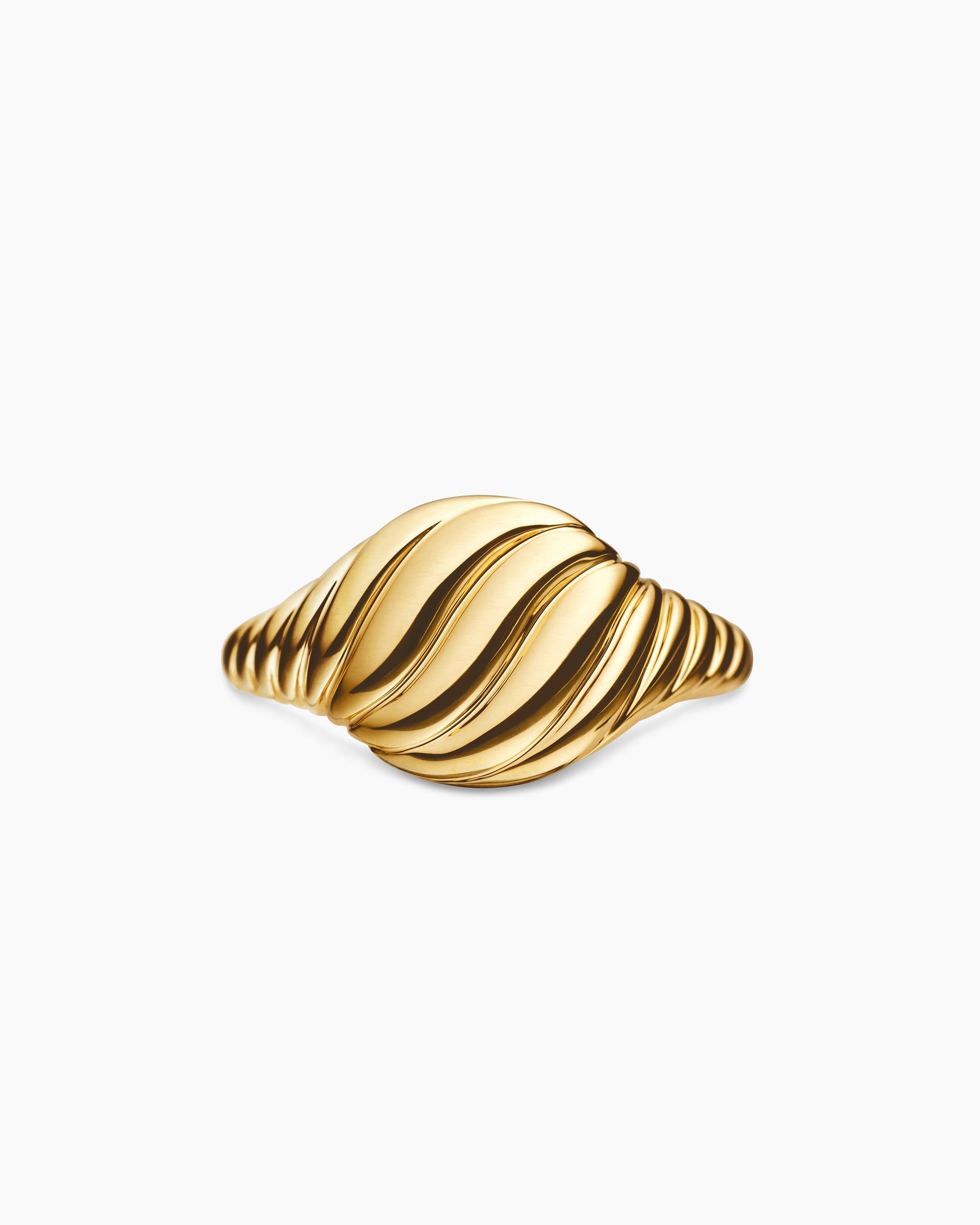 Sculpted Cable Pinky Ring in 18K Yellow Gold, 10mm