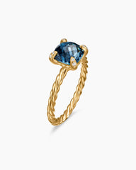 Chatelaine® Ring in 18K Yellow Gold with Hampton Blue Topaz and Diamonds, 7mm