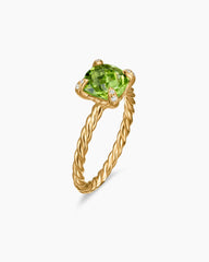 Chatelaine® Ring in 18K Yellow Gold with Peridot and Diamonds, 7mm