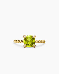 Chatelaine® Ring in 18K Yellow Gold with Peridot and Diamonds, 7mm
