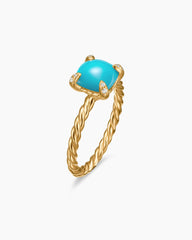 Chatelaine® Ring in 18K Yellow Gold with Turquoise and Diamonds, 7mm