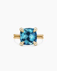Chatelaine® Ring in 18K Yellow Gold with Hampton Blue Topaz and Diamonds, 11mm