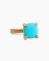 Chatelaine® Ring in 18K Yellow Gold with Turquoise and Diamonds, 11mm