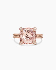Chatelaine® Ring in 18K Rose Gold with Morganite and Diamonds, 11mm