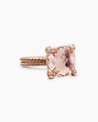 Chatelaine® Ring in 18K Rose Gold with Morganite and Diamonds, 11mm