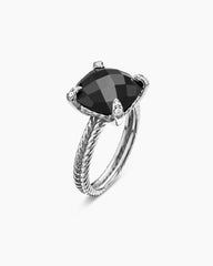 Chatelaine® Ring in Sterling Silver with Black Onyx and Diamonds, 11mm