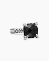 Chatelaine® Ring in Sterling Silver with Black Onyx and Diamonds, 11mm