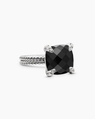 Chatelaine® Ring in Sterling Silver with Black Onyx and Diamonds, 11mm