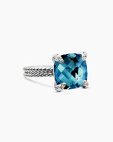 Chatelaine® Ring in Sterling Silver with Hampton Blue Topaz and Diamonds, 11mm