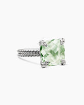 Chatelaine® Ring in Sterling Silver with Prasiolite and Diamonds, 11mm