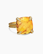 Chatelaine® Ring in 18K Yellow Gold with Citrine and Diamonds, 14mm