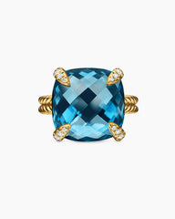 Chatelaine® Ring in 18K Yellow Gold with Hampton Blue Topaz and Diamonds, 14mm