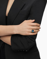 Chatelaine® Ring in 18K Yellow Gold with Hampton Blue Topaz and Diamonds, 14mm