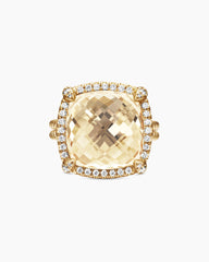 Chatelaine® Pavé Bezel Ring in 18K Yellow Gold with Champagne Citrine and Diamonds, 14mm