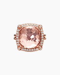 Chatelaine® Pavé Bezel Ring in 18K Rose Gold with Morganite and Diamonds, 14mm