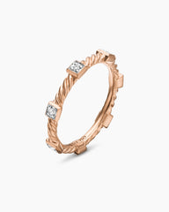 Cable Collectibles® Stations Stack Ring in 18K Rose Gold with Diamonds, 2mm