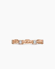 Cable Collectibles® Stations Stack Ring in 18K Rose Gold with Diamonds, 2mm