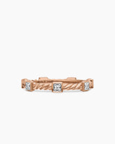 Cable Collectibles® Stations Stack Ring in 18K Rose Gold with Diamonds, 2mm