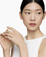 Cable Collectibles® Stations Stack Ring in 18K White Gold with Diamonds, 2mm