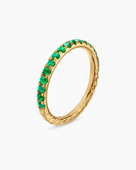 Cable Collectibles® Stack Ring in 18K Yellow Gold with Pavé Emeralds, 2mm