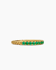 Cable Collectibles® Stack Ring in 18K Yellow Gold with Pavé Emeralds, 2mm